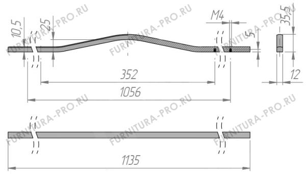 APRO Ручка-скоба 352мм графит