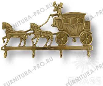 Держатель для ключей "Повозка с лошадьми",цвет глянцевая латунь 00090 фото, цена 3 625 руб.