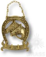 Ключница "Подкова с лошадьми", цвет глянцевая латунь 00070 фото, цена 2 865 руб.