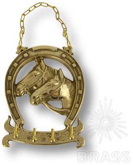 Ключница "Подкова с лошадьми", цвет глянцевая латунь 00070 фото, цена 2 785 руб.