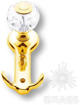 Крючок однорожковый, латунь с кристаллом, глянцевое золото 0437-003 фото, цена 9 425 руб.