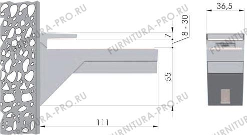 Менсолодержатель для деревянных и стеклянных полок 8 - 30 мм, белый (2 шт.)