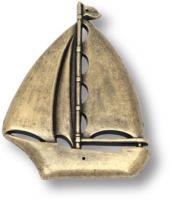 Накладка декоративная в форме парусника, старая бронза 4430.0144.002 фото, цена 785 руб.