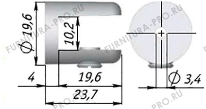 Полкодержатель для стеклянных полок толщиной 8-10 мм, хром
