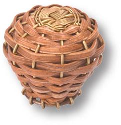 Ручка кнопка, бамбуковое плетение на латунно-проволочном каркасе 110B1 фото, цена 735 руб.
