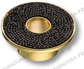 Ручка кнопка c чёрными кристаллами Swarovsk, глянцевое золото STONE32/O-SW/N фото, цена 7 195 руб.