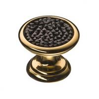 Ручка кнопка c чёрными кристаллами Swarovski, глянцевое золото 07150-320 фото, цена 5 240 руб.