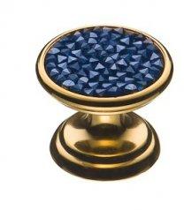 Ручка кнопка c синими кристаллами Swarovski, глянцевое золото 07150-315 фото, цена 5 240 руб.