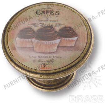 Ручка кнопка CAFES, кейк, старая бронза 550BR61 фото, цена 545 руб.
