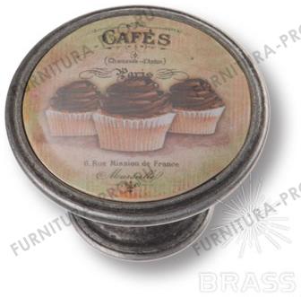 Ручка кнопка CAFES, кейк, старое серебро 550PT61 фото, цена 545 руб.