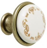 Ручка-кнопка D28мм бронза состаренная/керамика золотые узоры GP193AB/MLK фото, цена 270 руб.