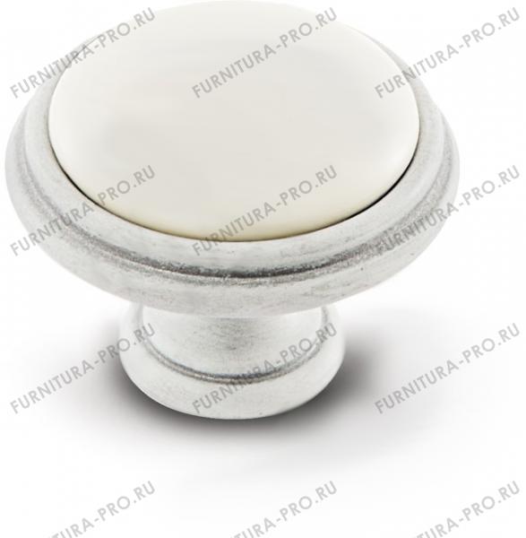 Ручка-кнопка D35мм белый/серебро винтаж керамика WPO.77.01.00.000.V4 фото, цена 610 руб.