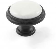 Ручка-кнопка D35мм черный матовый/керамика белая WPO.P77.00.00.N4G фото, цена 475 руб.