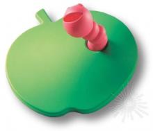 Ручка кнопка детская, яблоко зеленое с красным червячком 461025ST06ST09 фото, цена 615 руб.