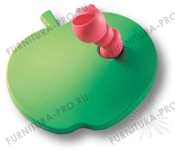 Ручка кнопка детская, яблоко зеленое с красным червячком 461025ST06ST09 фото, цена 615 руб.