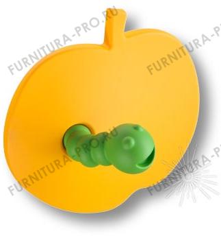 Ручка кнопка детская, яблоко желтое с зеленым червячком 461025ST07ST06 фото, цена 615 руб.
