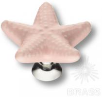 Ручка кнопка керамика, розовый/глянцевый хром STAR 004 фото, цена 480 руб.