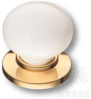 Ручка кнопка керамика с металлом, белый/глянцевое золото 3005-60-000 фото, цена 440 руб.