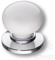 Ручка кнопка керамика с металлом, белый/глянцевый хром 3005-10-000 фото, цена 300 руб.