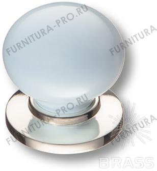 Ручка кнопка керамика с металлом, голубой/глянцевый никель 3005-51-BLUE фото, цена 525 руб.