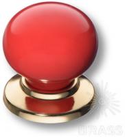 Ручка кнопка керамика с металлом, красный/глянцевое золото 3005-60-RED фото, цена 350 руб.