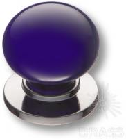 Ручка кнопка керамика с металлом, синий/глянцевый хром 3005-10-COBALT фото, цена 350 руб.
