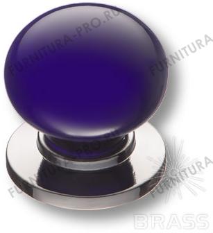 Ручка кнопка керамика с металлом, синий/глянцевый хром 3005-10-COBALT фото, цена 525 руб.