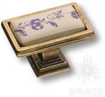 Ручка кнопка керамика с металлом, синий цветочный орнамент античная бронза 15.361.00.PO01.12 фото, цена 925 руб.