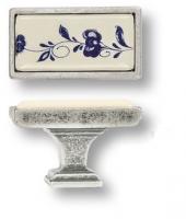 Ручка кнопка керамика с металлом, синий цветочный орнамент античное серебро 15.361.00.PO01.16 фото, цена 1 330 руб.