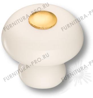 Ручка кнопка керамика с металлом, цвет белый 3030-003-000 фото, цена 555 руб.