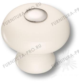 Ручка кнопка керамика с металлом, цвет белый 3030-005-000 фото, цена 510 руб.