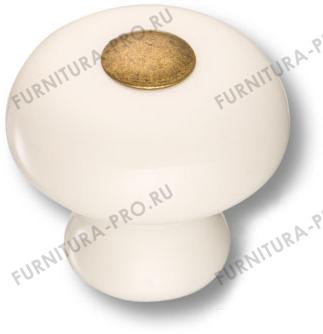 Ручка кнопка керамика с металлом, цвет белый 3030-013-000 фото, цена 510 руб.