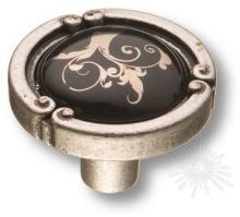 Ручка кнопка керамика с металлом, цветочный орнамент античное серебро 15.090.35.PO26B.16 фото, цена 1 360 руб.