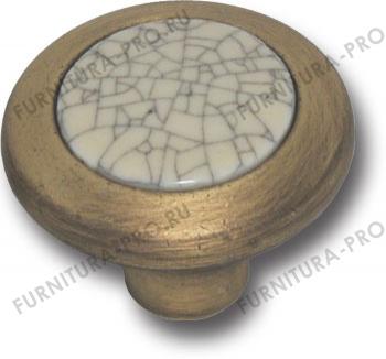 Ручка кнопка керамика с серой "паутинкой", античная бронза 9831-805 фото, цена 1 485 руб.