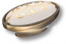 Ручка кнопка керамика с золотым орнаментом, бронза 3000-40-000-212 фото, цена 920 руб.
