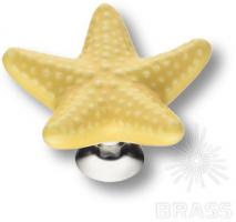 Ручка кнопка керамика, жёлтый/ глянцевый хром STAR 002 фото, цена 835 руб.