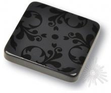 Ручка кнопка квадратная модерн, дамасский узор на чёрном фоне 699NE фото, цена 1 190 руб.