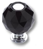 Ручка кнопка, латунь с чёрным кристаллом, глянцевый хром 0737-520-2-BLACK фото, цена 5 080 руб.