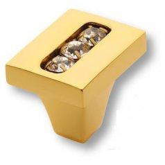 Ручка кнопка, латунь с кристаллами Swarovski, глянцевое золото 0771-003-1 фото, цена 2 225 руб.