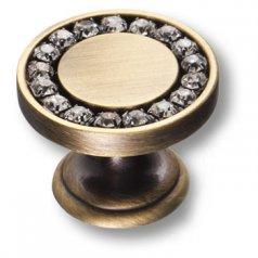 Ручка кнопка, латунь с кристаллами Swarovski, старая бронза 0776-013 фото, цена 2 565 руб.
