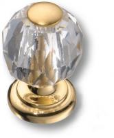 Ручка кнопка, латунь с кристаллом, глянцевое золото 24K 0737-030-MINI фото, цена 2 735 руб.