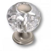 Ручка кнопка, латунь с кристаллом, никель 0737-006-1 фото, цена 3 300 руб.