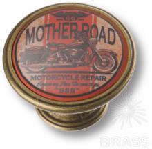 Ручка кнопка MOTHER ROAD, американская дорога - мотоцикл, старая бронза 550BR13 фото, цена 545 руб.