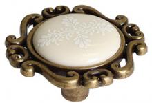 Ручка-кнопка, отделка бронза античная "Флоренция" + керамика P41.Y01.G4.MD1G фото, цена 555 руб.