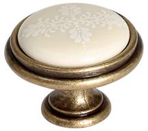 Ручка-кнопка, отделка бронза античная "Флоренция" + керамика P77.Y01.G4.MD1G фото, цена 545 руб.