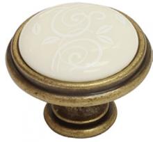 Ручка-кнопка, отделка бронза античная "Флоренция" + керамика P77.Y01.M3.MD1G фото, цена 325 руб.