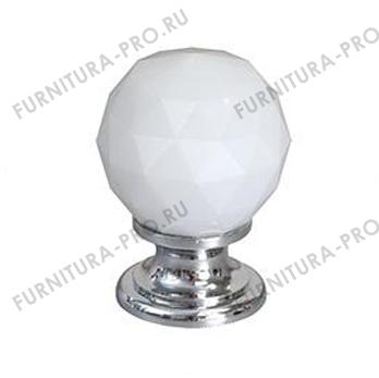 Ручка-кнопка, отделка хром глянец + белое стекло 9992-402 фото, цена 1 280 руб.