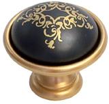Ручка-кнопка, отделка золото матовое + керамика черная 24316P035EW.46 фото, цена 685 руб.