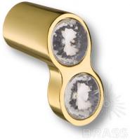 Ручка кнопка с кристаллами, эксклюзивная коллекция, глянцевое золото 92 - Gold фото, цена 550 руб.