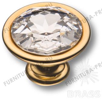 Ручка кнопка с кристаллом Swarovski, глянцевое золото 27.35.19 SWA фото, цена 2 430 руб.